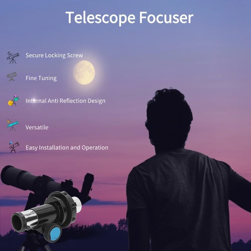 DAUERHAFT Telescope Focuser , 80mm Refractor Focusing Seat with Toothed Focusing Tube , 1 . 25 Inch Eyepiece Interface Reflector Astronomy Telescope Focuser , for Smooth Focusing on Reflector Telescopes - Image 2